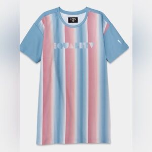 UGG‎ All Gender PRIDE Logo stripe Cotton Blend T-Shirt Dress Sized for Men small